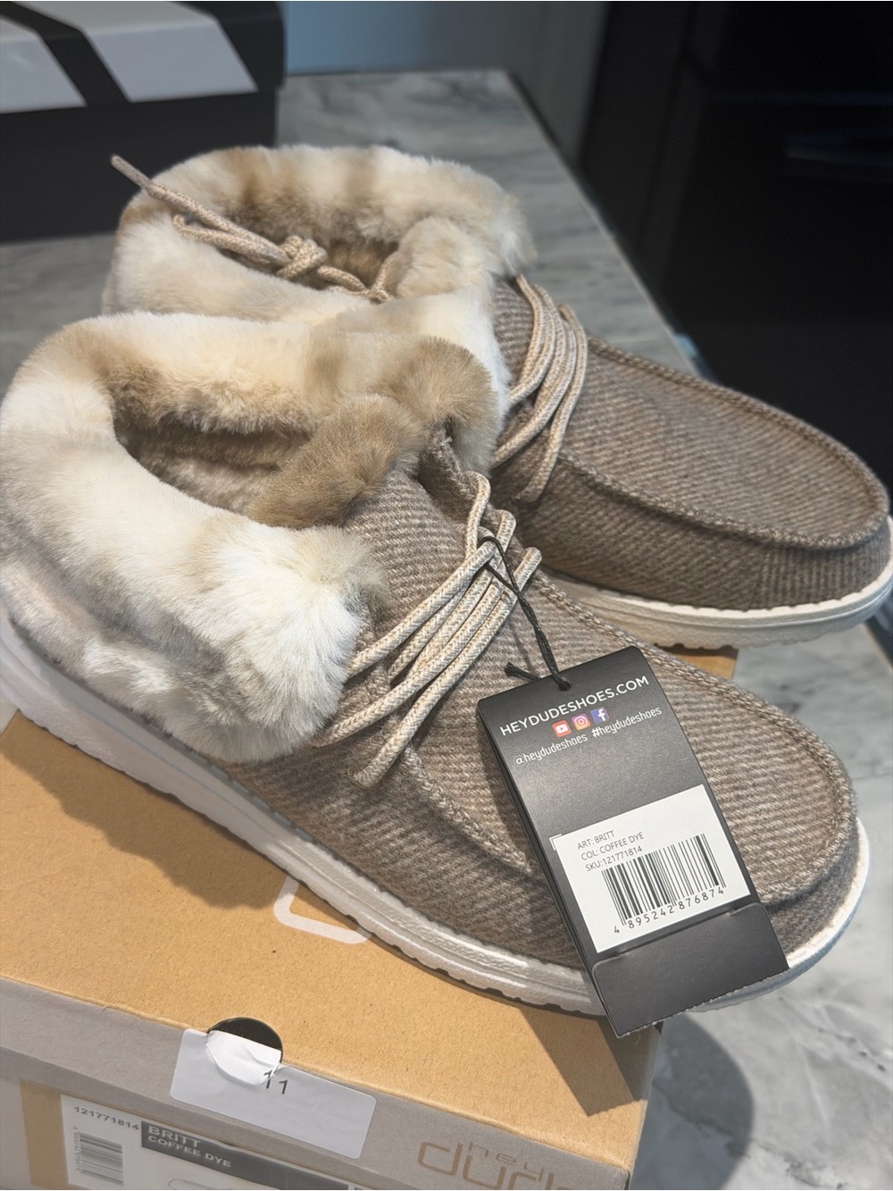 Hey Dude Women's Britt coffee dye Cozy Lined Slip-On in Taupe